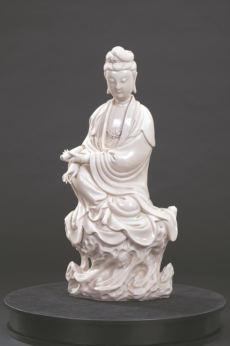 ◇鶴鳴堂◇中国・時代物 何朝宗銘 德化窯 白瓷 道教「文昌